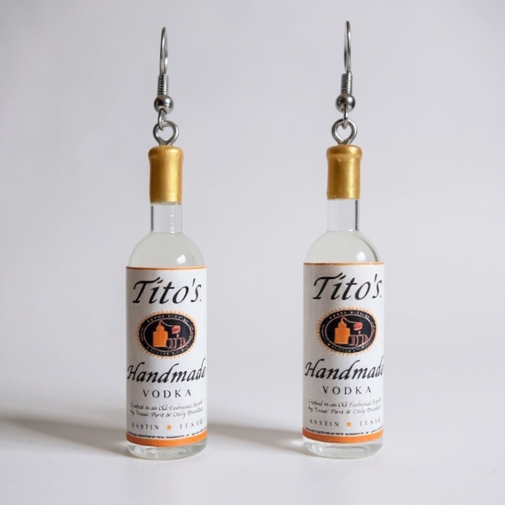 Tito’s Bottle Earrings Novelty Drop Dangle Statement Jewelry Party Festival